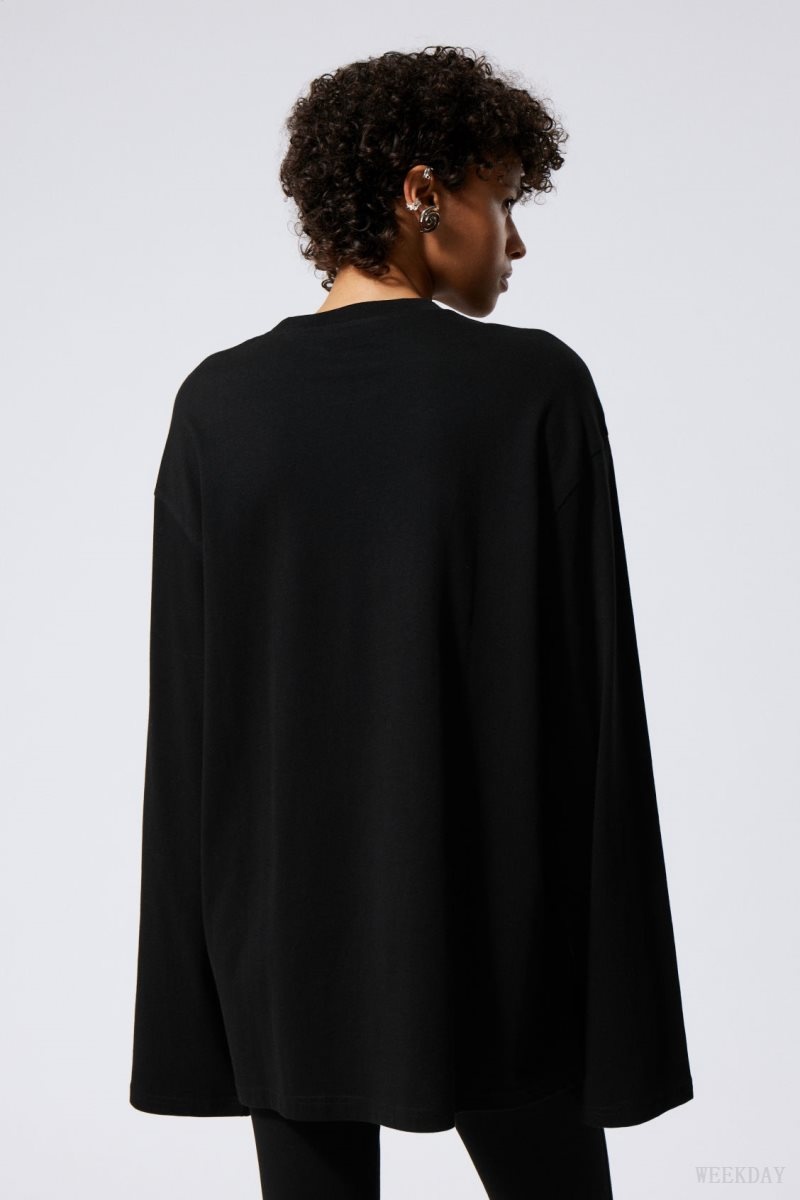 Weekday Oversized Long Sleeve T-shirt Black | RDQT9981