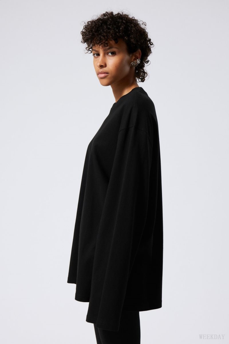 Weekday Oversized Long Sleeve T-shirt Black | RDQT9981