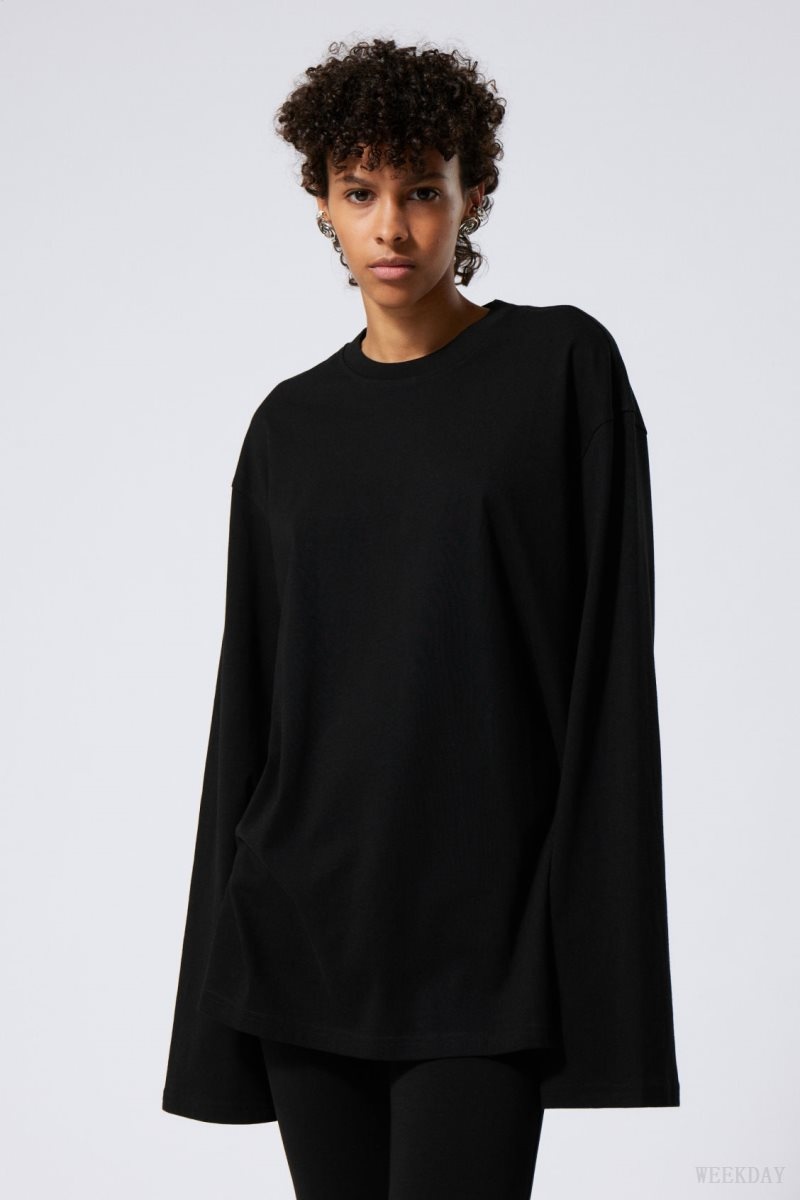 Weekday Oversized Long Sleeve T-shirt Black | RDQT9981