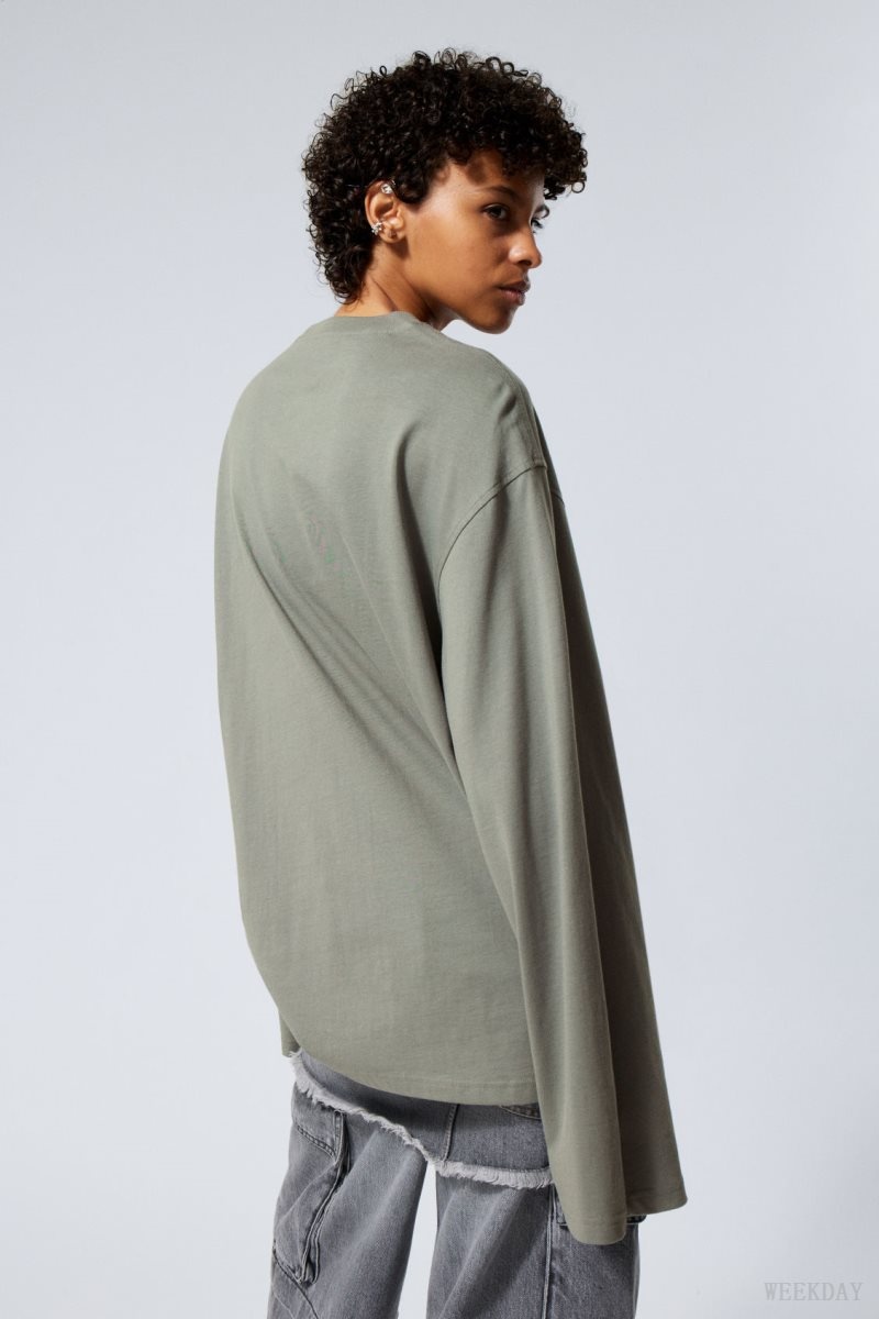 Weekday Oversized Long Sleeve T-shirt Grey | SBHA1534