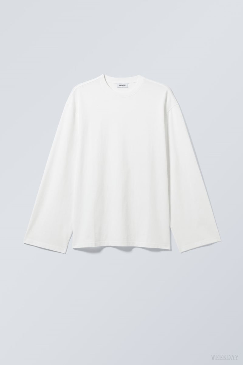 Weekday Oversized Long Sleeve T-shirt White | FOBD1236