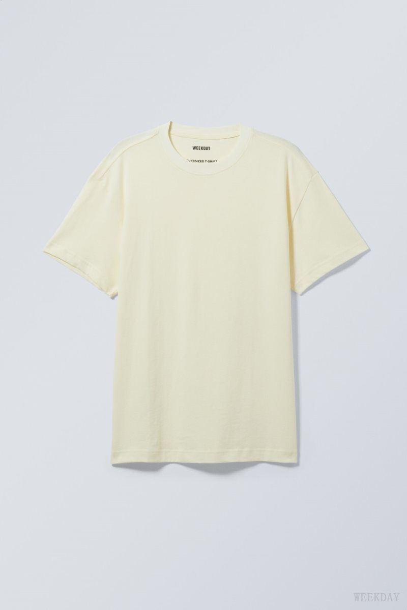 Weekday Oversized T-Shirt Light Yellow | AZKZ6105