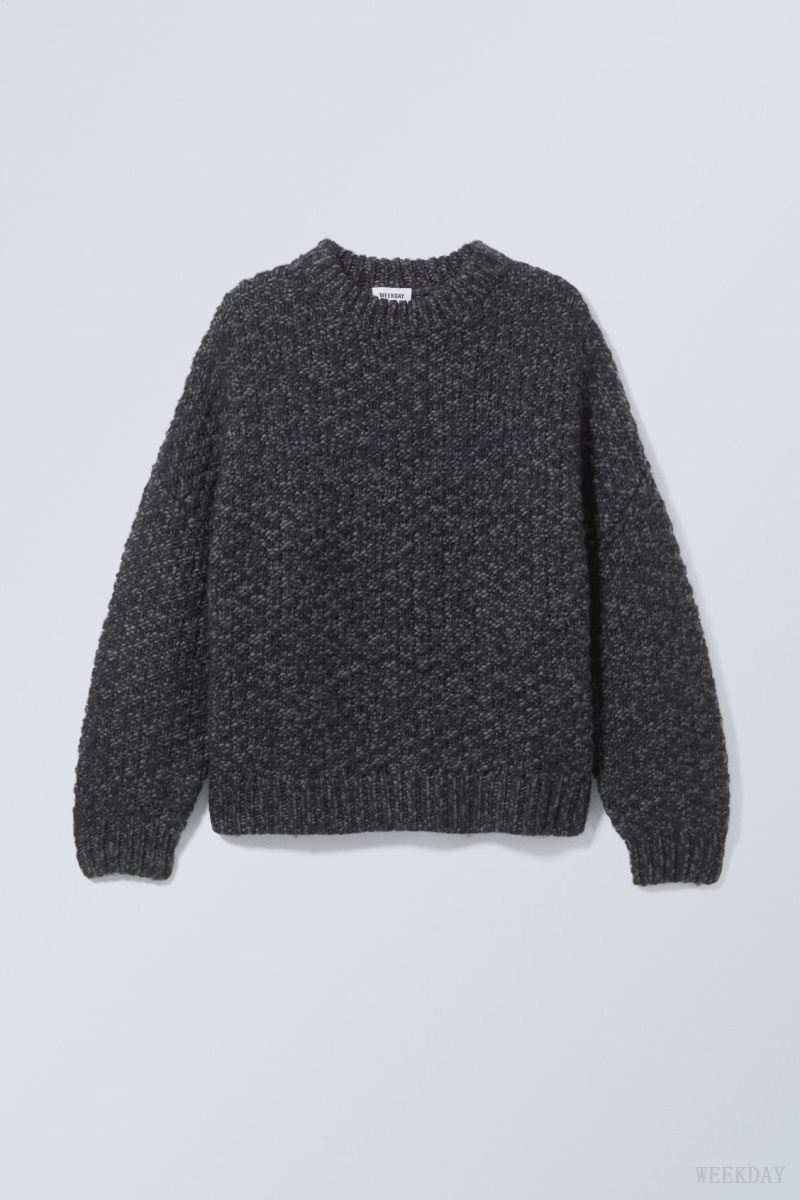 Weekday Oversized Wool Blend Sweater Black | ZYTE0515