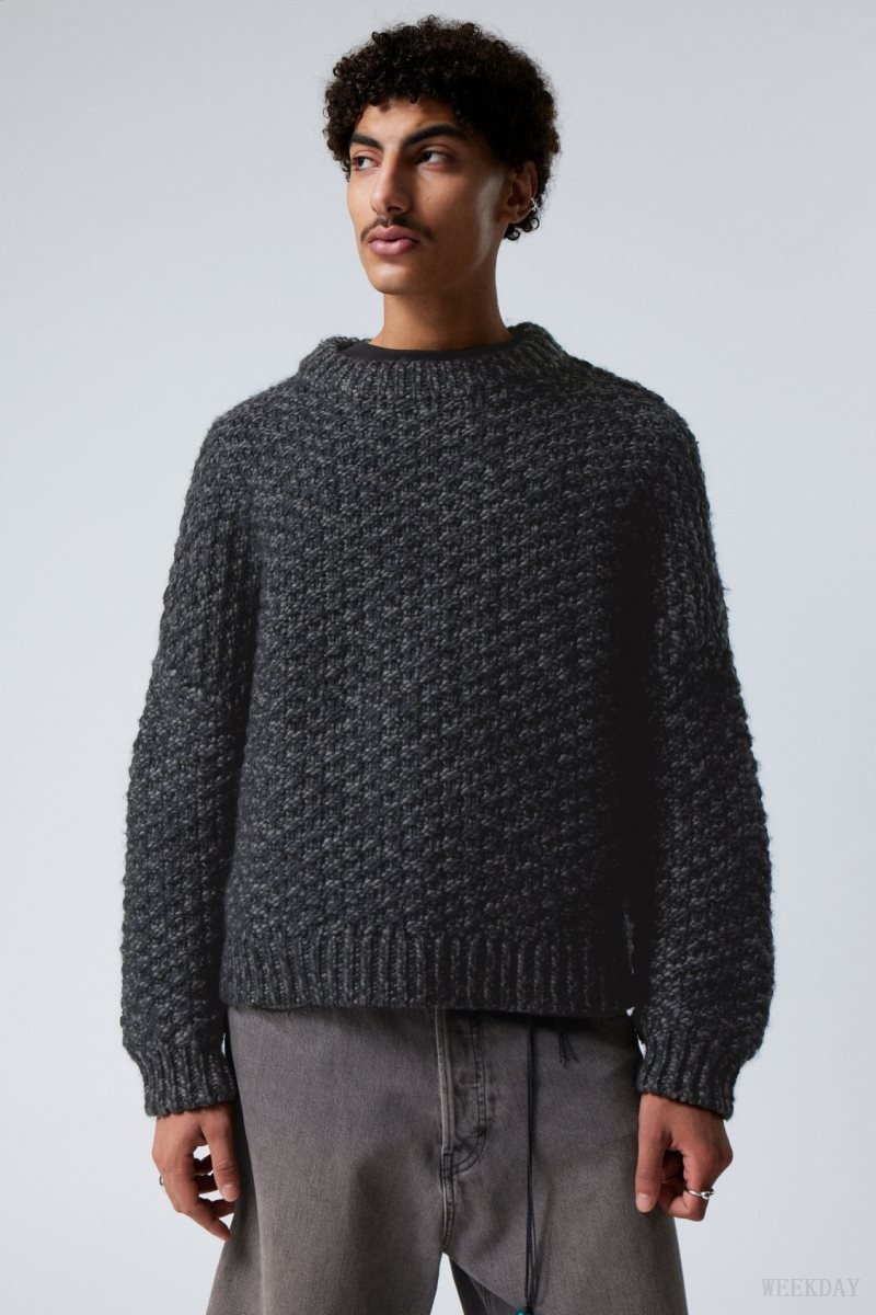 Weekday Oversized Wool Blend Sweater Black | ZYTE0515