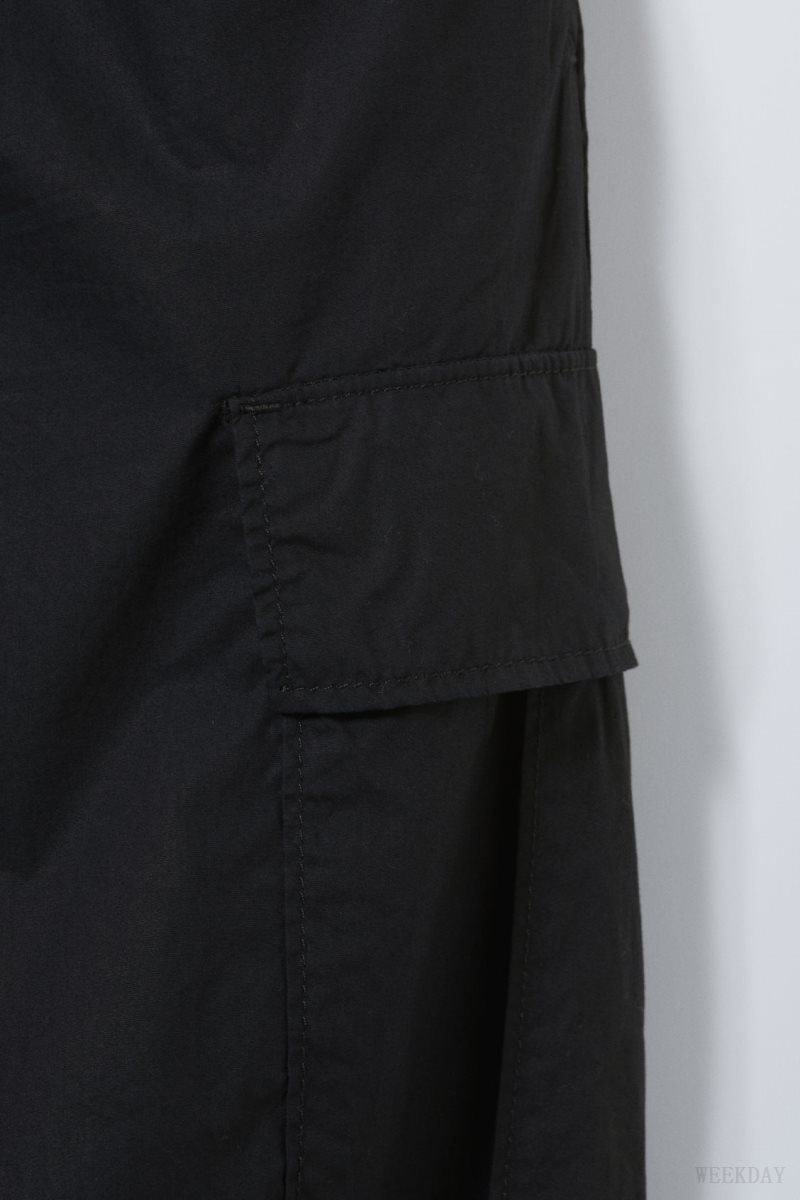 Weekday Parachute Loose Cargo Trousers Black | QHHW6477