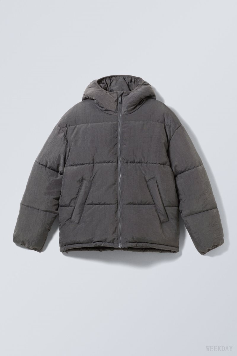 Weekday Pat Puffer Jacket Dark Grey | IGKG1557