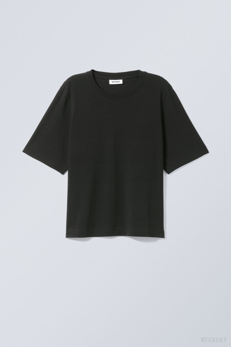 Weekday Perfect Boxy T-shirt Black | XFAM0393