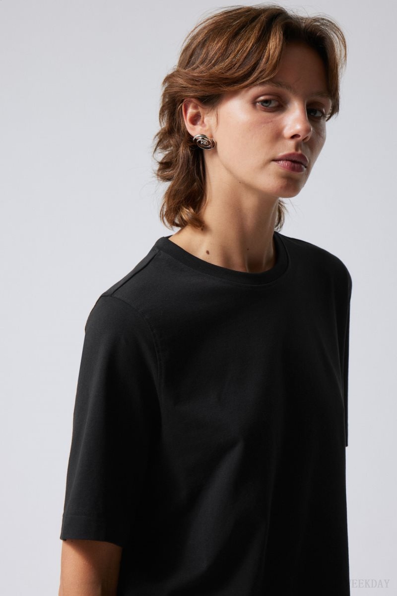 Weekday Perfect Boxy T-shirt Black | XFAM0393