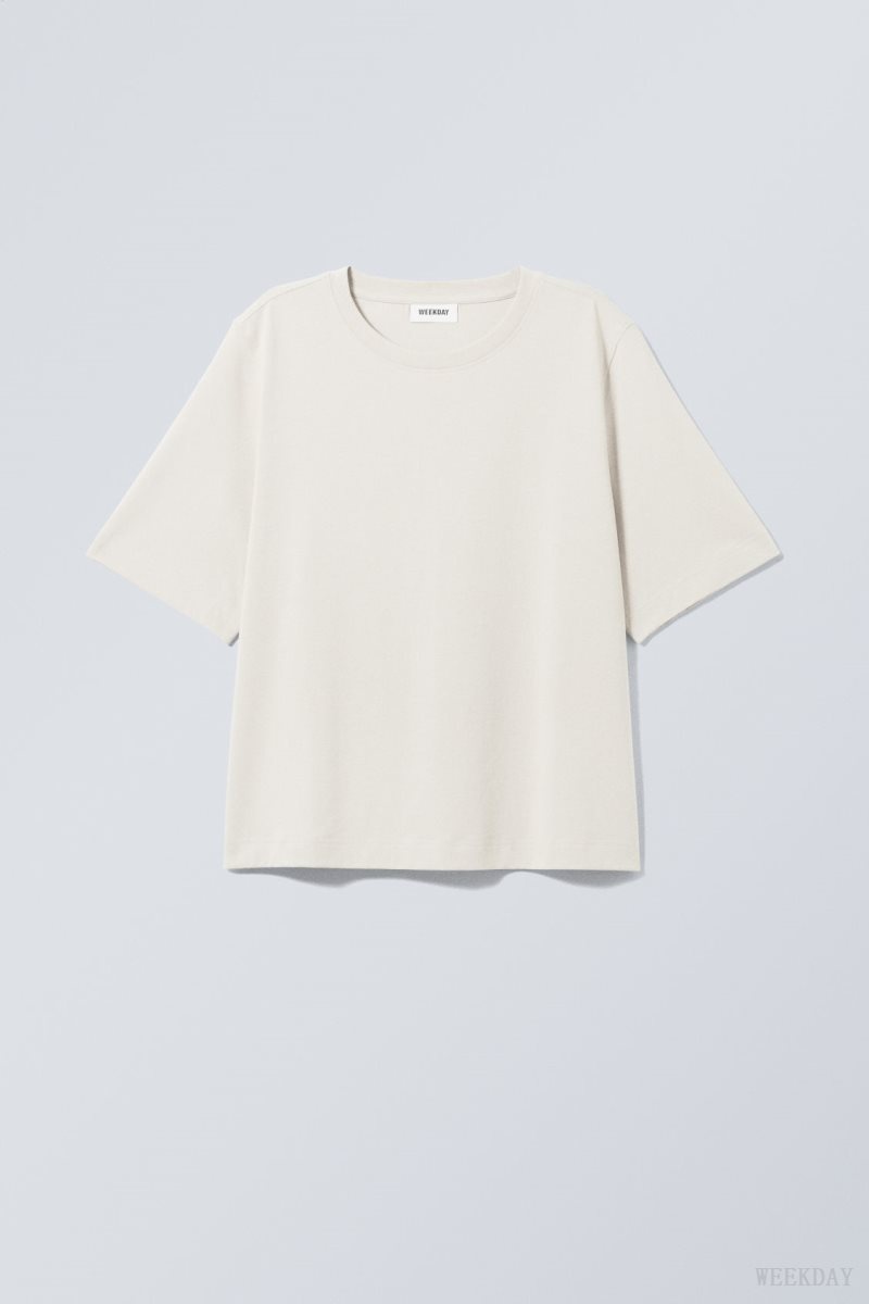 Weekday Perfect Boxy T-shirt Light Beige | EYVK6364