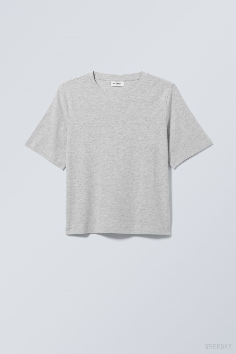 Weekday Perfect Boxy T-shirt Light Grey | DVCF4897