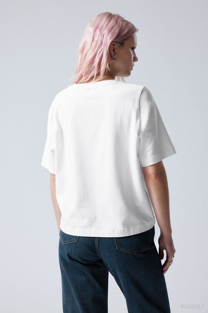 Weekday Perfect Boxy T-shirt White | FRCK4630