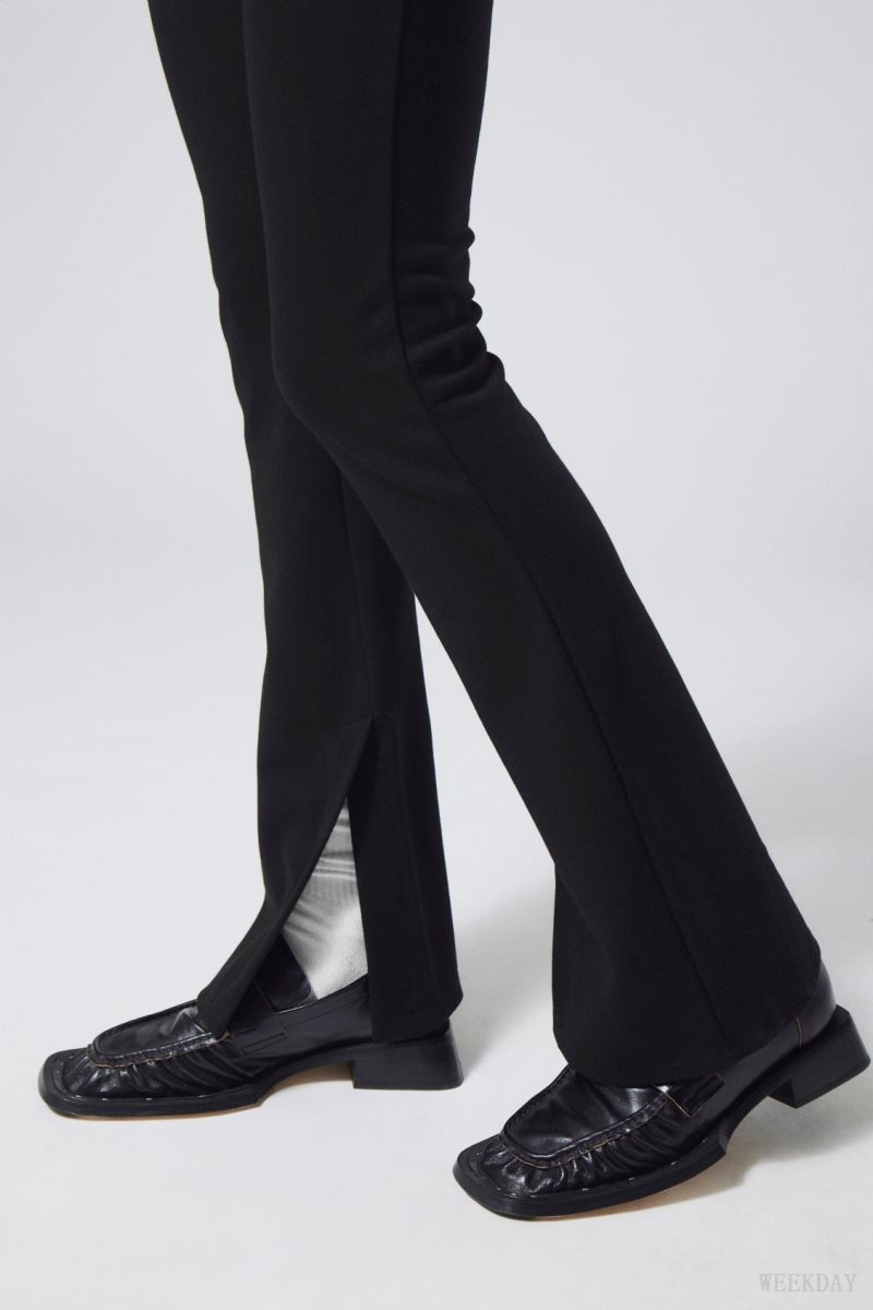 Weekday Philo Flared Jersey Trousers Black | BSNR5640