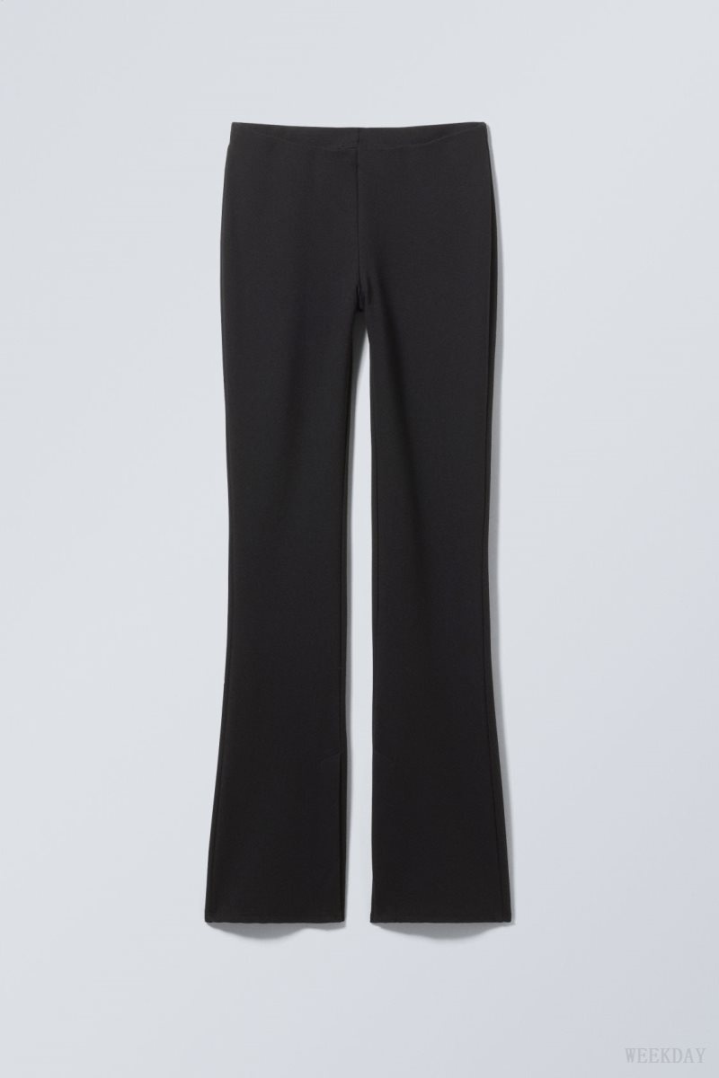 Weekday Philo Flared Jersey Trousers Black | BSNR5640