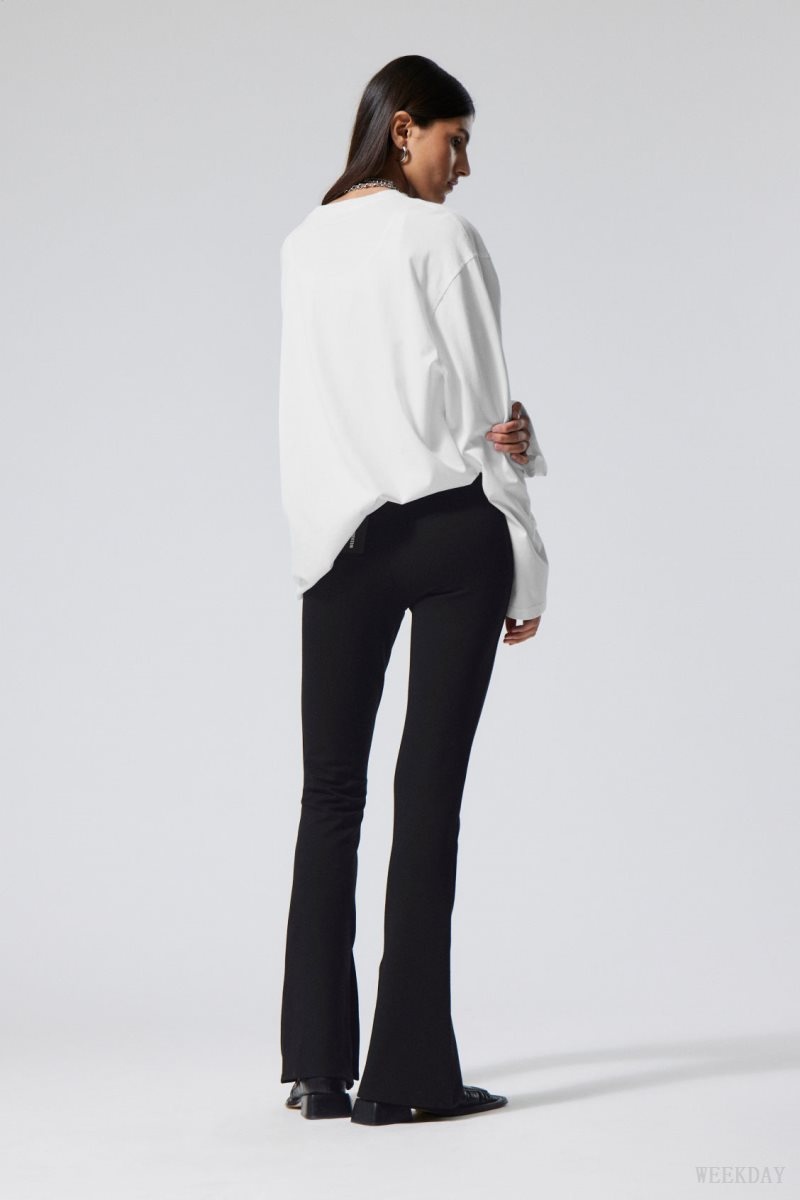 Weekday Philo Flared Jersey Trousers Black | BSNR5640