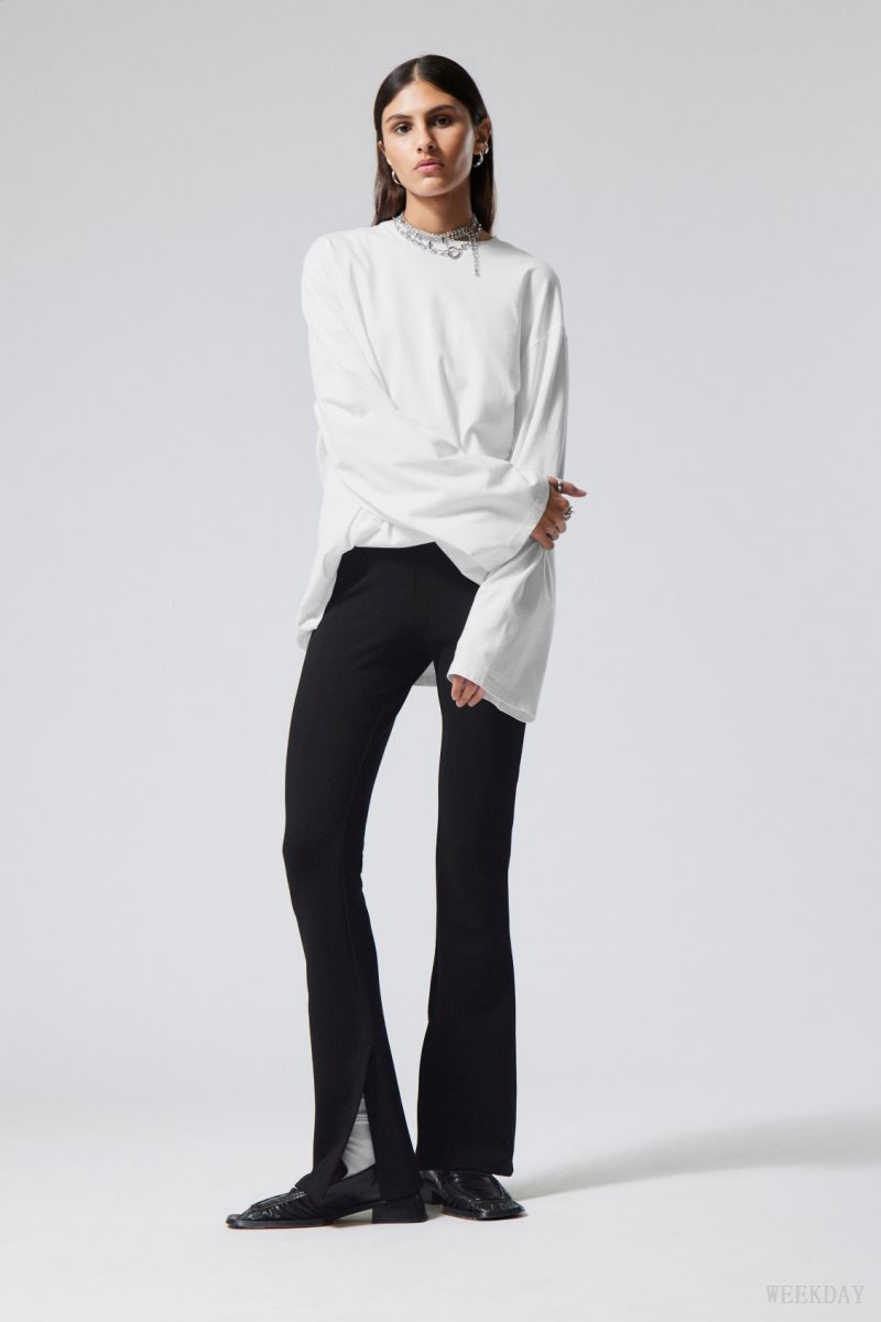 Weekday Philo Flared Jersey Trousers Black | BSNR5640