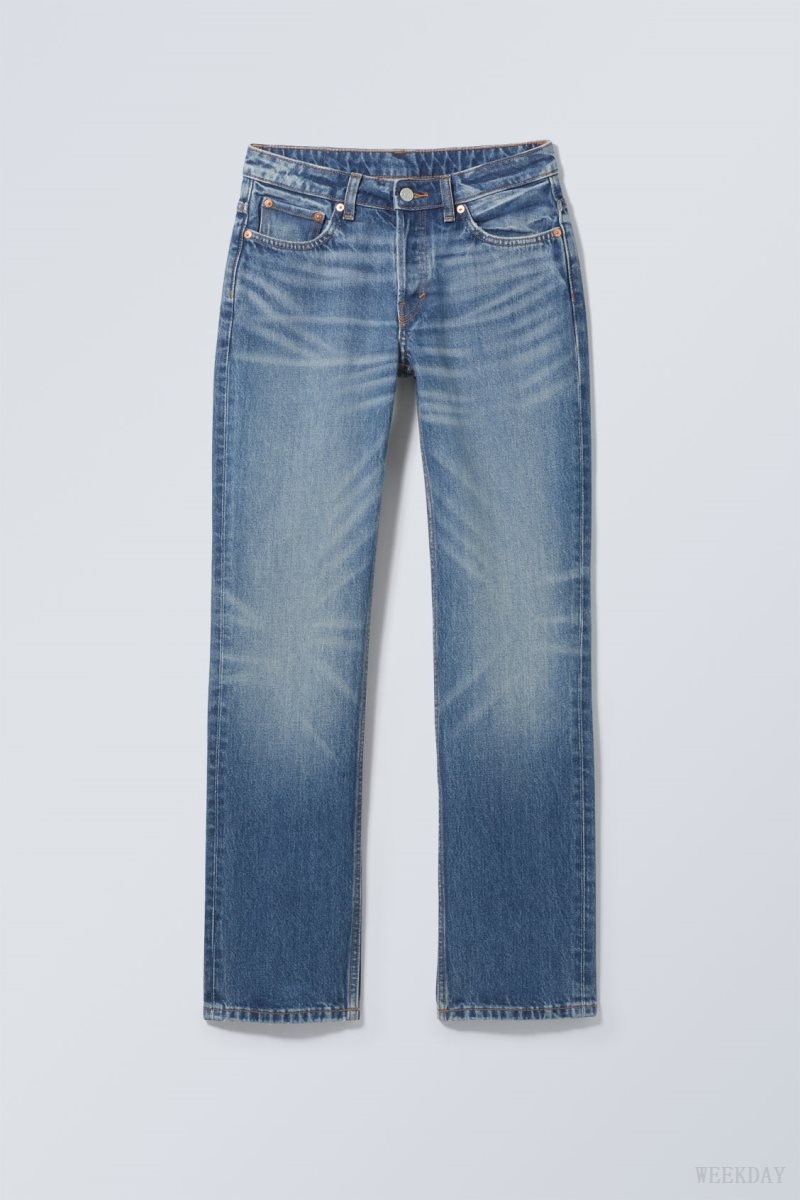 Weekday Pin Mid Straight Jeans Blue | RCPM4017