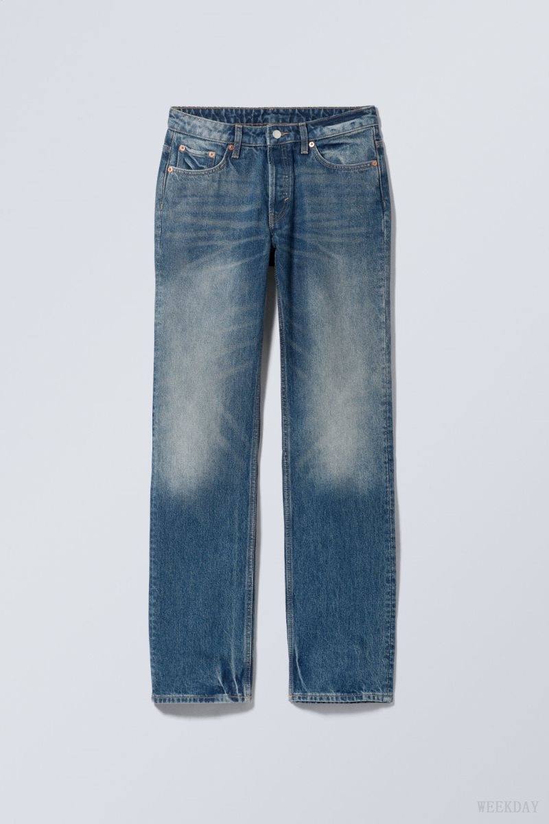 Weekday Pin Mid Straight Jeans Blue | WKKA8741