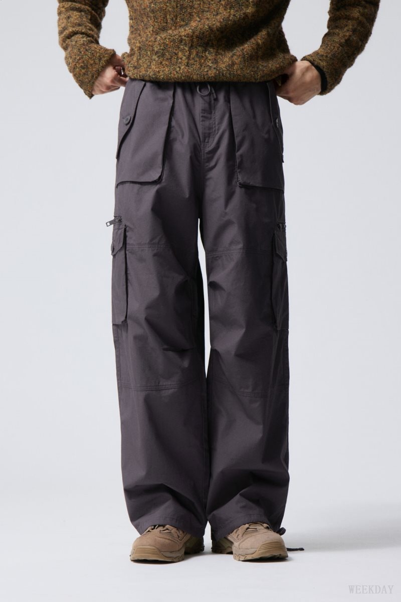 Weekday Piper Loose Cargo Trousers Dark Grey | RGVS6560