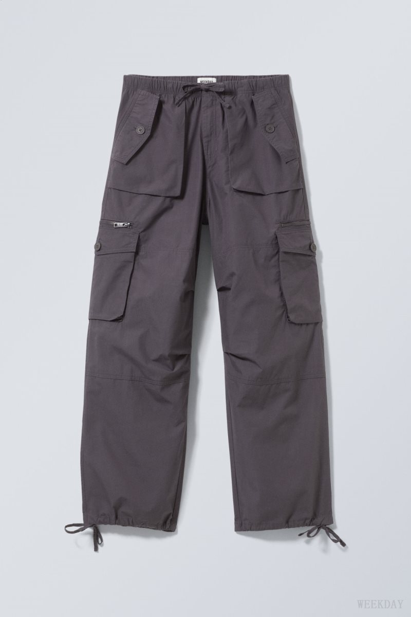 Weekday Piper Loose Cargo Trousers Dark Grey | RGVS6560