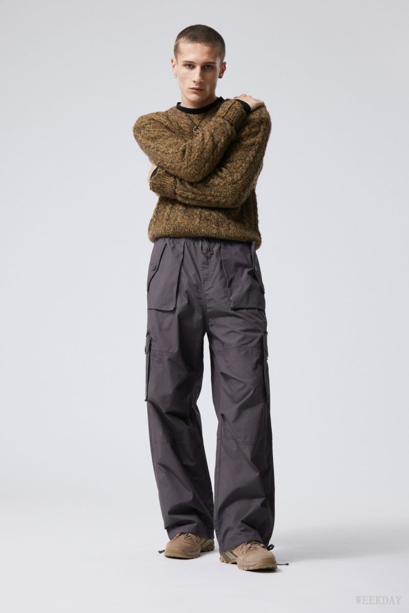 Weekday Piper Loose Cargo Trousers Dark Grey | RGVS6560