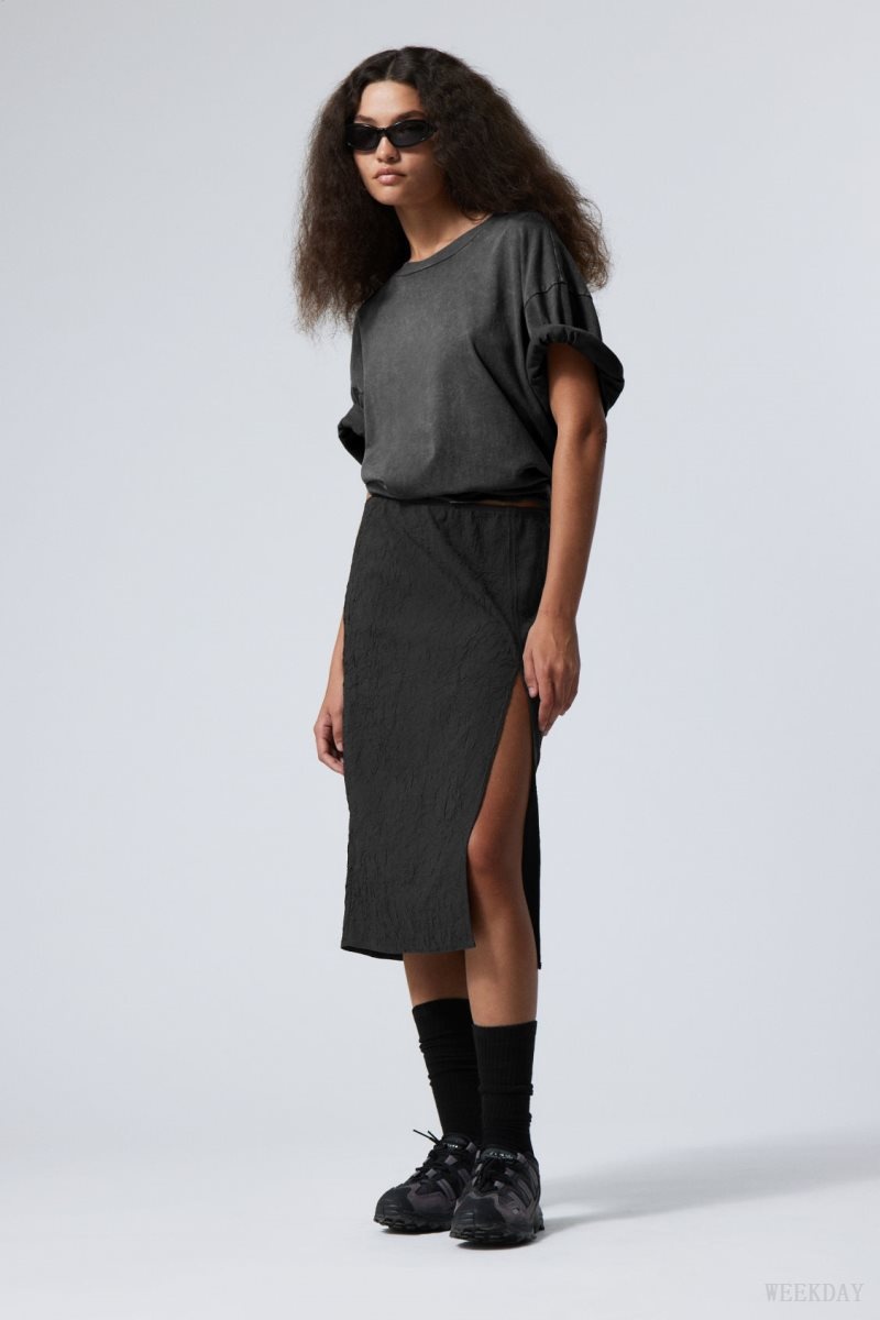 Weekday Priscilla Mid Skirt Dark Grey | XTBR3658