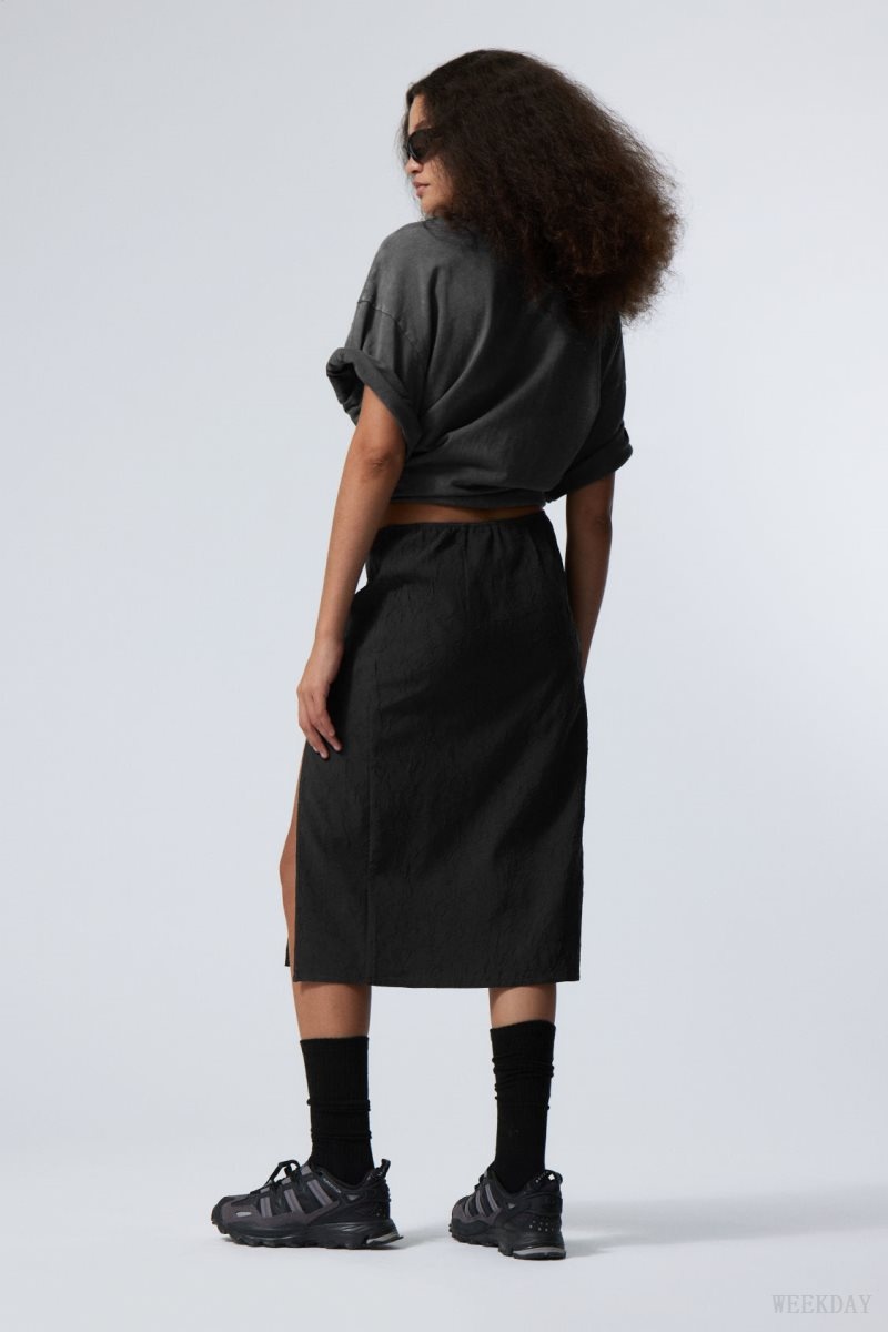 Weekday Priscilla Mid Skirt Dark Grey | XTBR3658