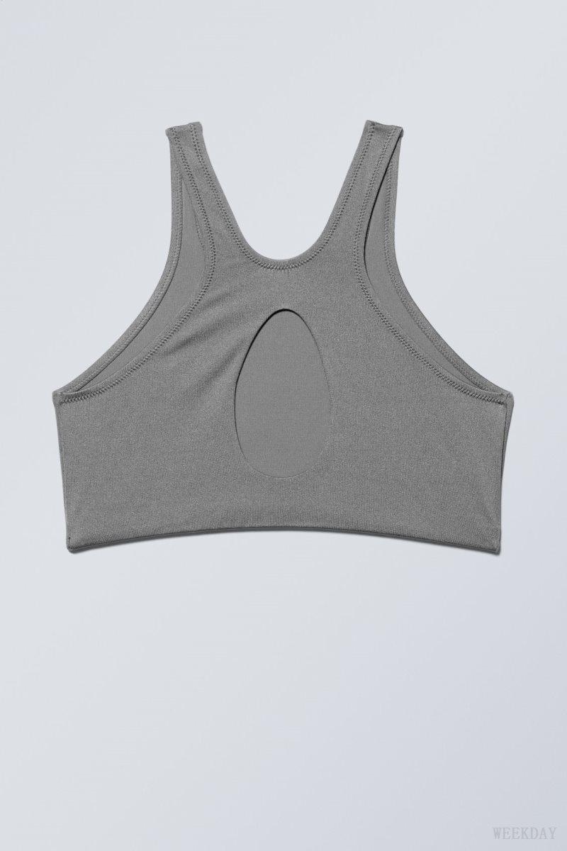 Weekday Racerback Bikini Top Grey | VYIZ7325