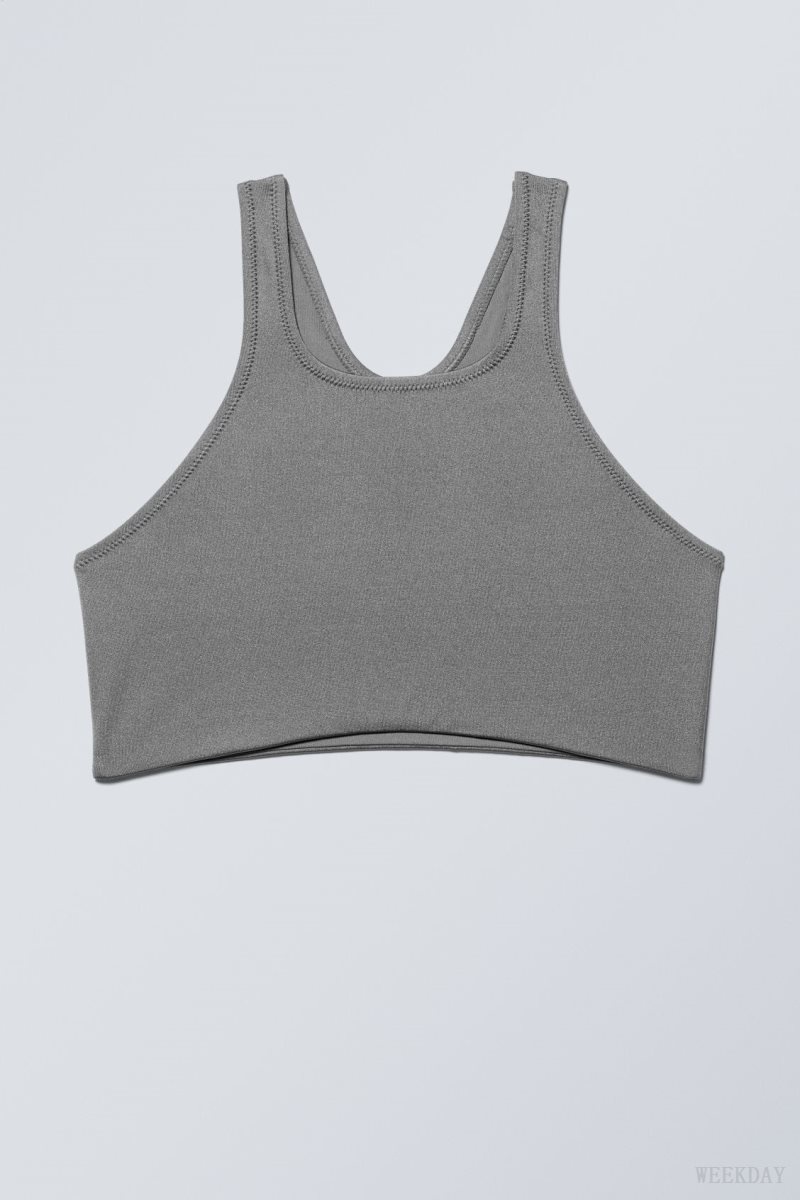 Weekday Racerback Bikini Top Grey | VYIZ7325