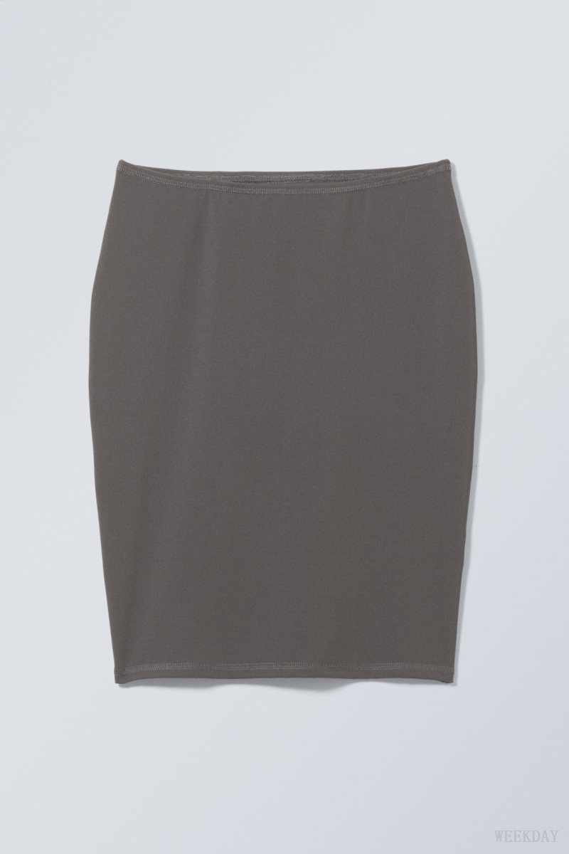 Weekday Rachel Tube Midi Skirt Dark Grey | QJWR4890