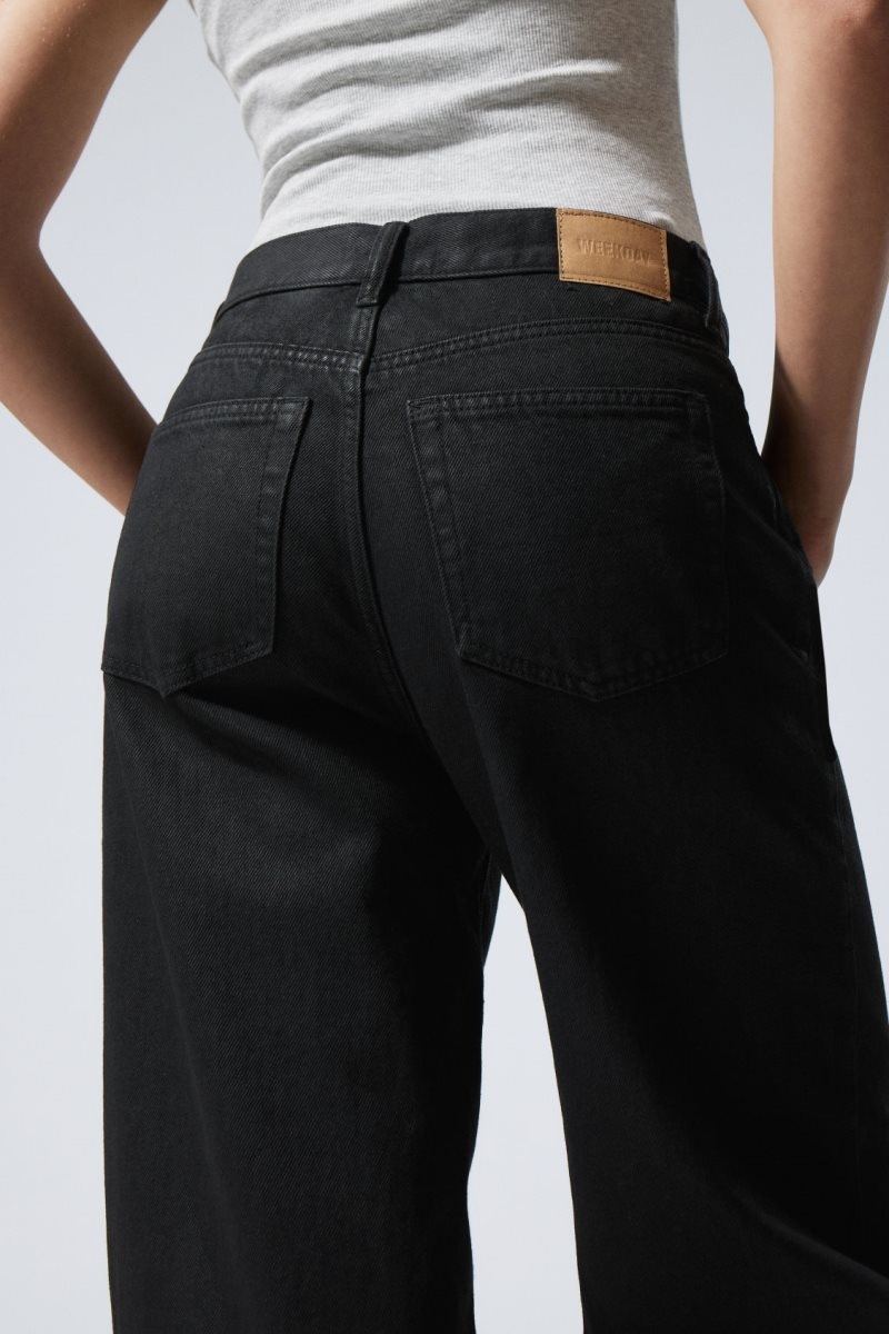 Weekday Rail Mid Loose Coated Jeans Black | HVTG4052