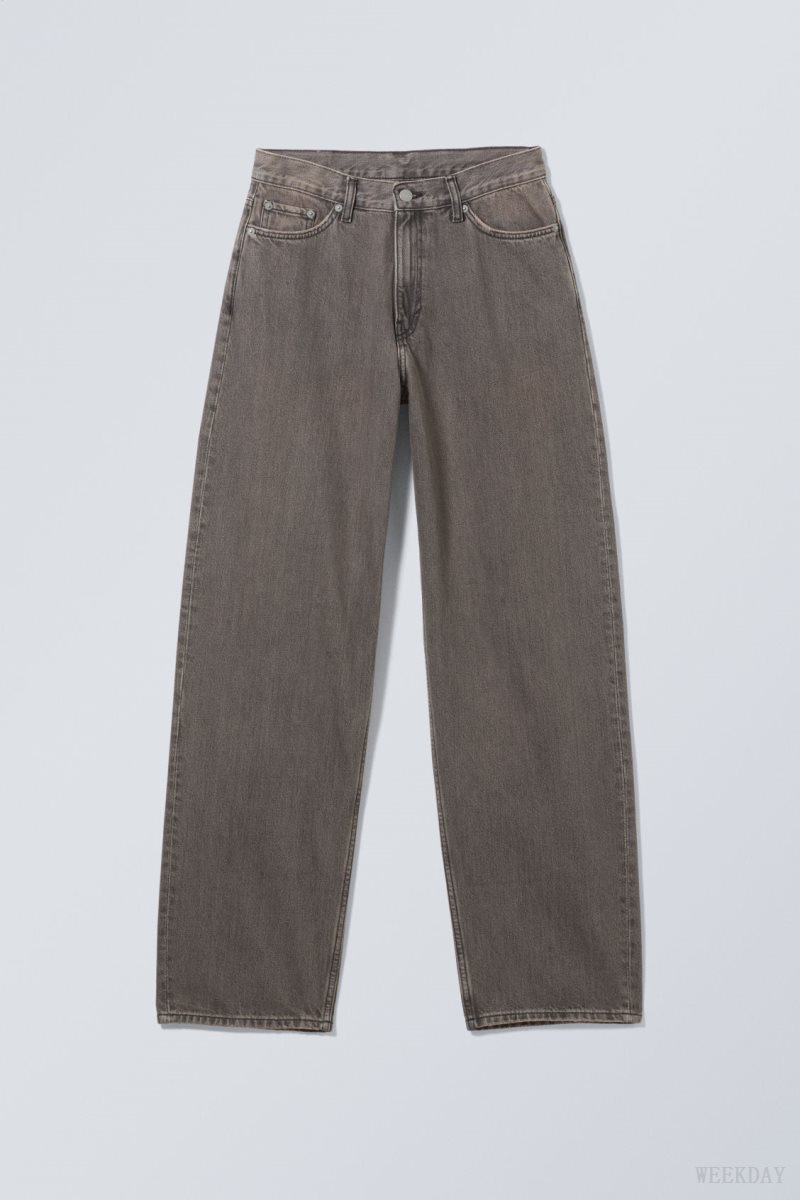 Weekday Rail Mid Loose Straight Jeans Grey | UJOD2137