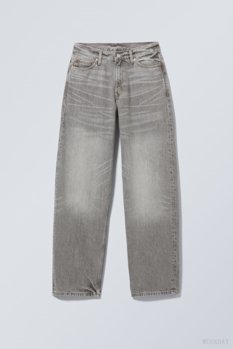 Weekday Rail Mid Loose Straight Jeans Grey | NFIJ2093