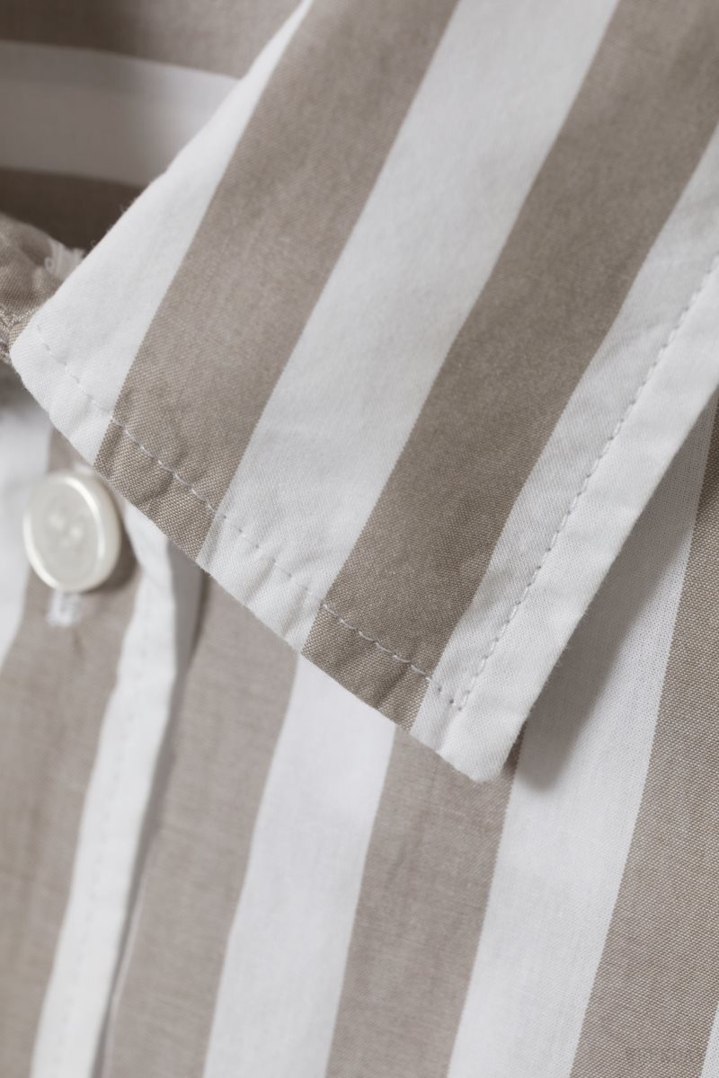 Weekday Regular Cotton Voile Shirt Beige Stripes | LFCV1290