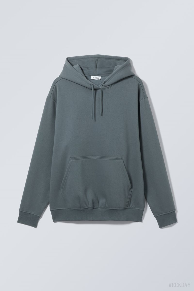 Weekday Relaxed Heavy Hoodie Dark Turquoise | NAQT3099