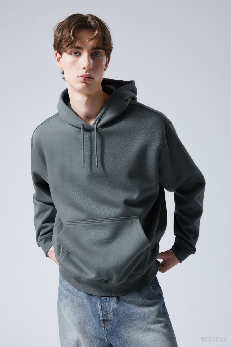 Weekday Relaxed Heavy Hoodie Dark Turquoise | NAQT3099