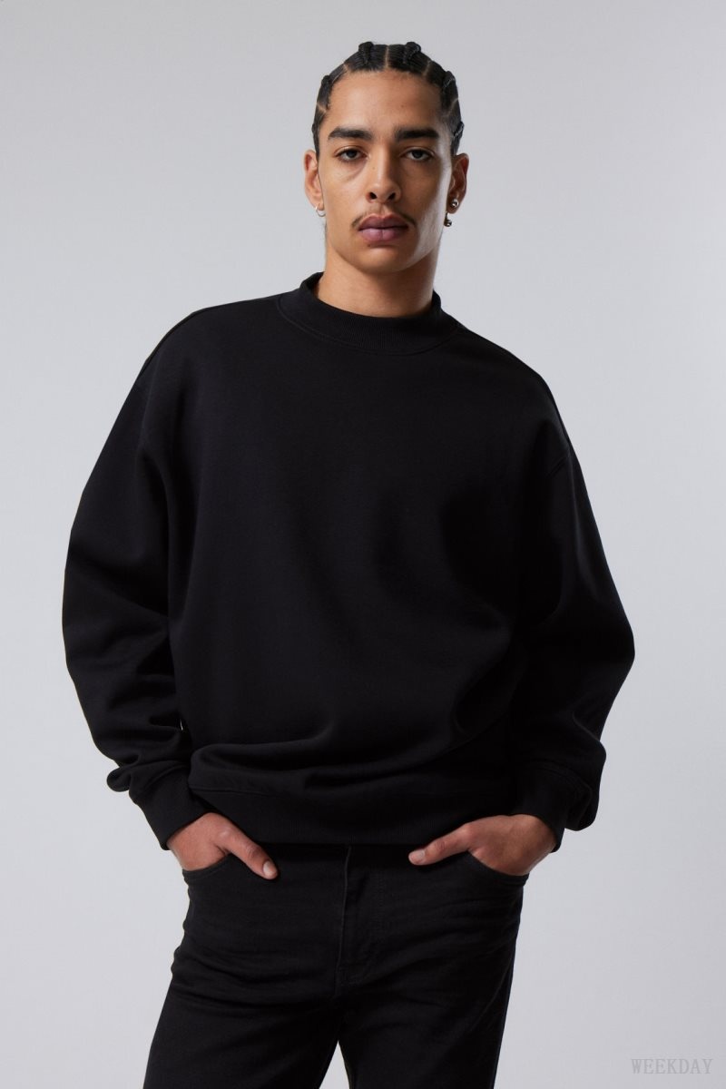 Weekday Relaxed Heavyweight Sweatshirt Black | DUPK4736