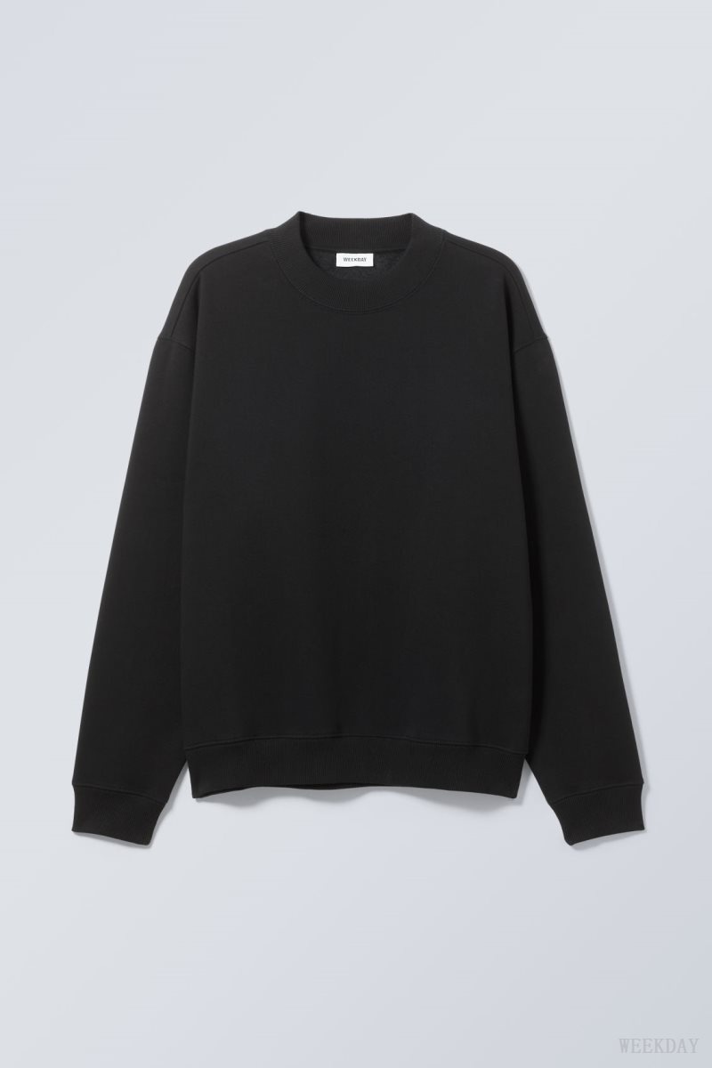 Weekday Relaxed Heavyweight Sweatshirt Black | DUPK4736