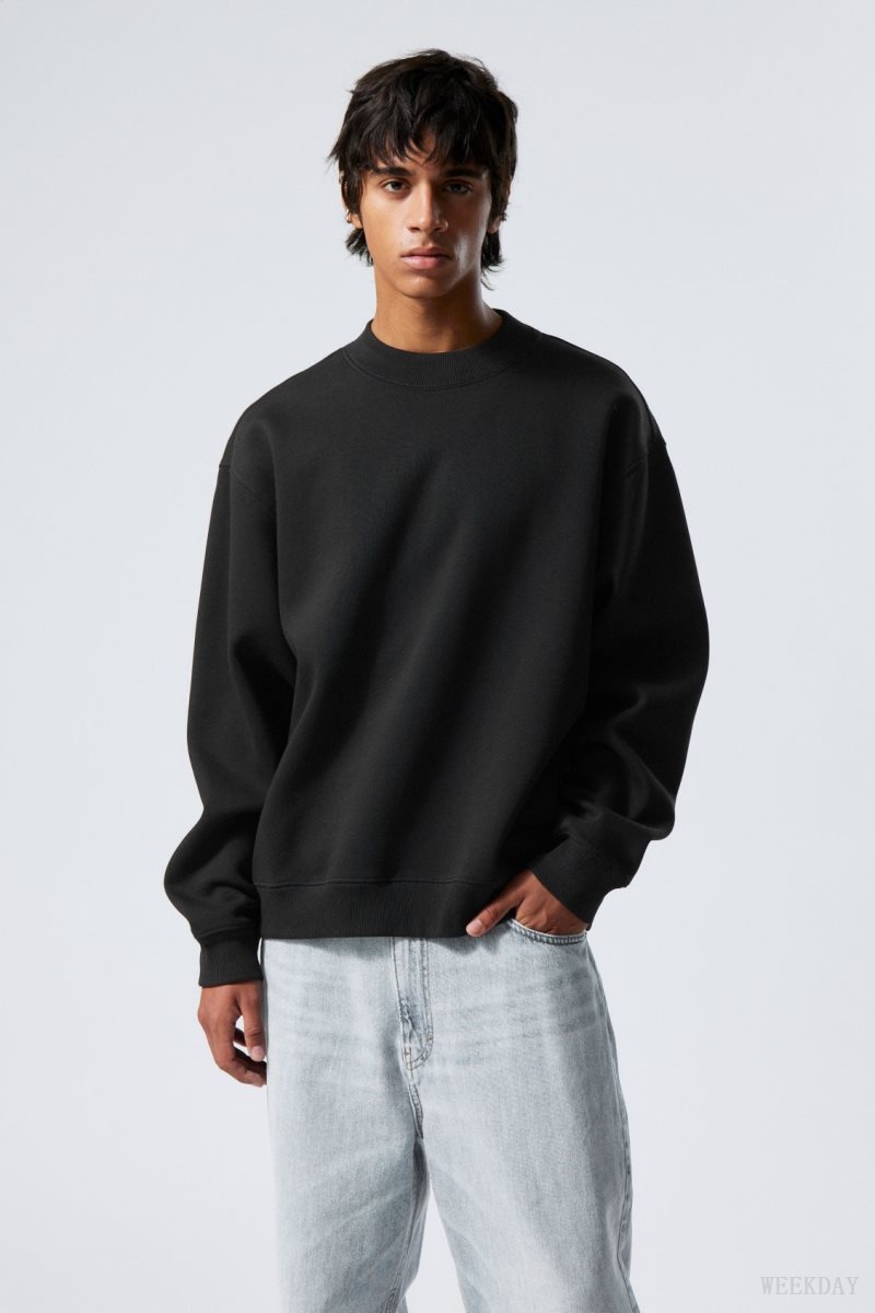 Weekday Relaxed Heavyweight Sweatshirt Black | DUPK4736