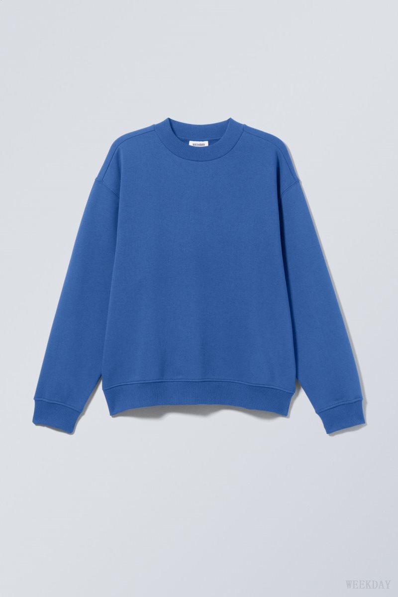 Weekday Relaxed Heavyweight Sweatshirt Blue | ZFIX4403