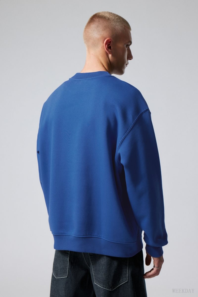 Weekday Relaxed Heavyweight Sweatshirt Blue | ZFIX4403