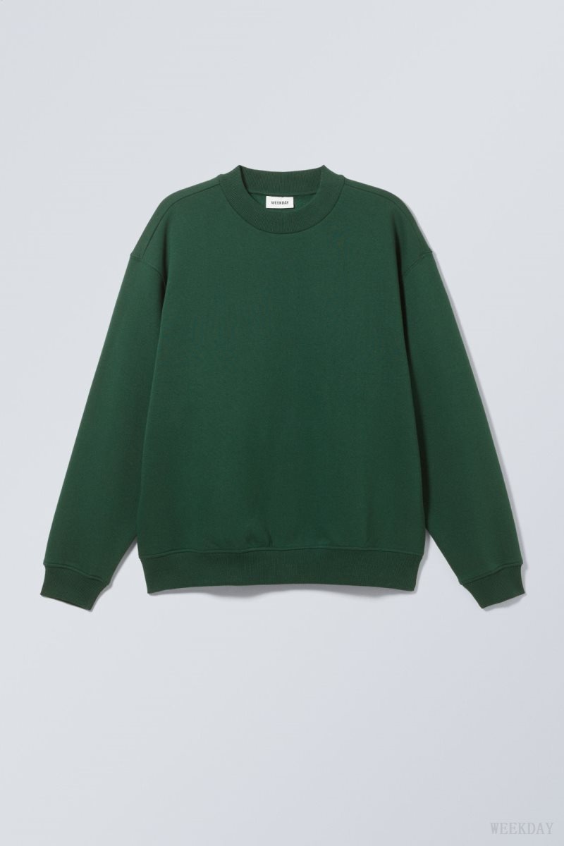 Weekday Relaxed Heavyweight Sweatshirt Dark Green | ACDF6378