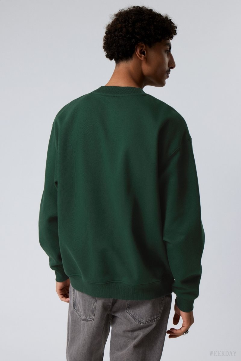 Weekday Relaxed Heavyweight Sweatshirt Dark Green | ACDF6378