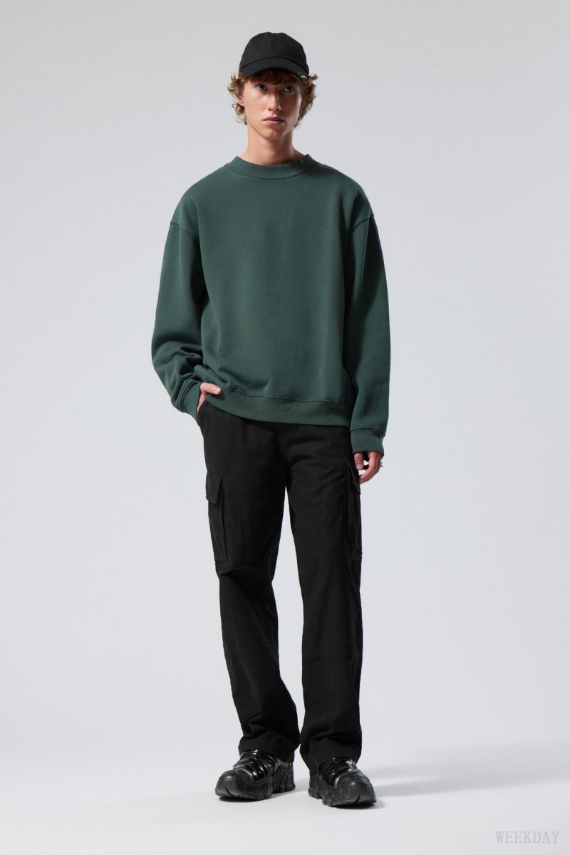 Weekday Relaxed Heavyweight Sweatshirt Dark Green | YZJT1128