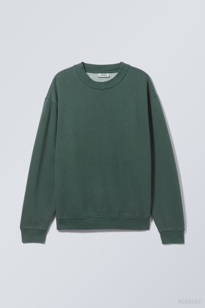 Weekday Relaxed Heavyweight Sweatshirt Dark Green | YZJT1128