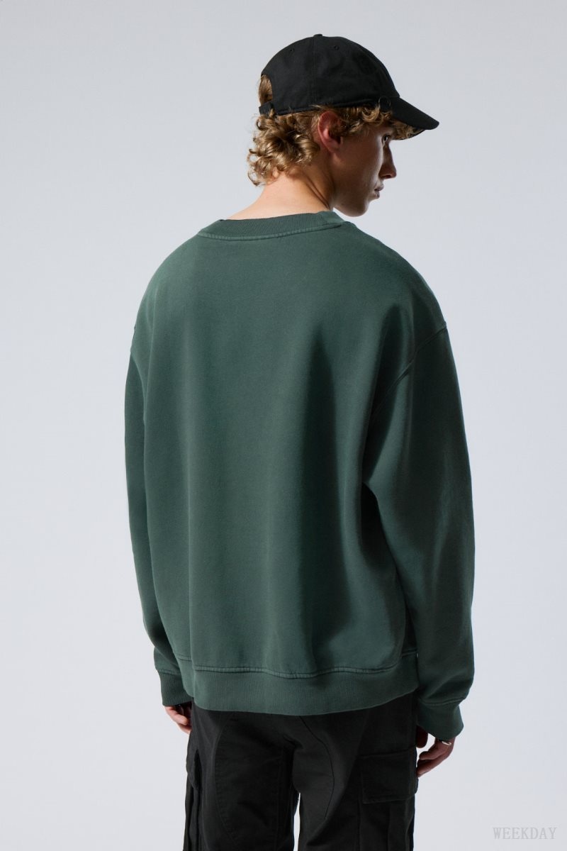 Weekday Relaxed Heavyweight Sweatshirt Dark Green | YZJT1128