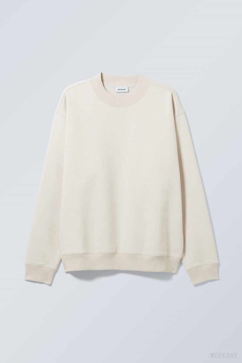 Weekday Relaxed Heavyweight Sweatshirt Ecru | BJHV3160