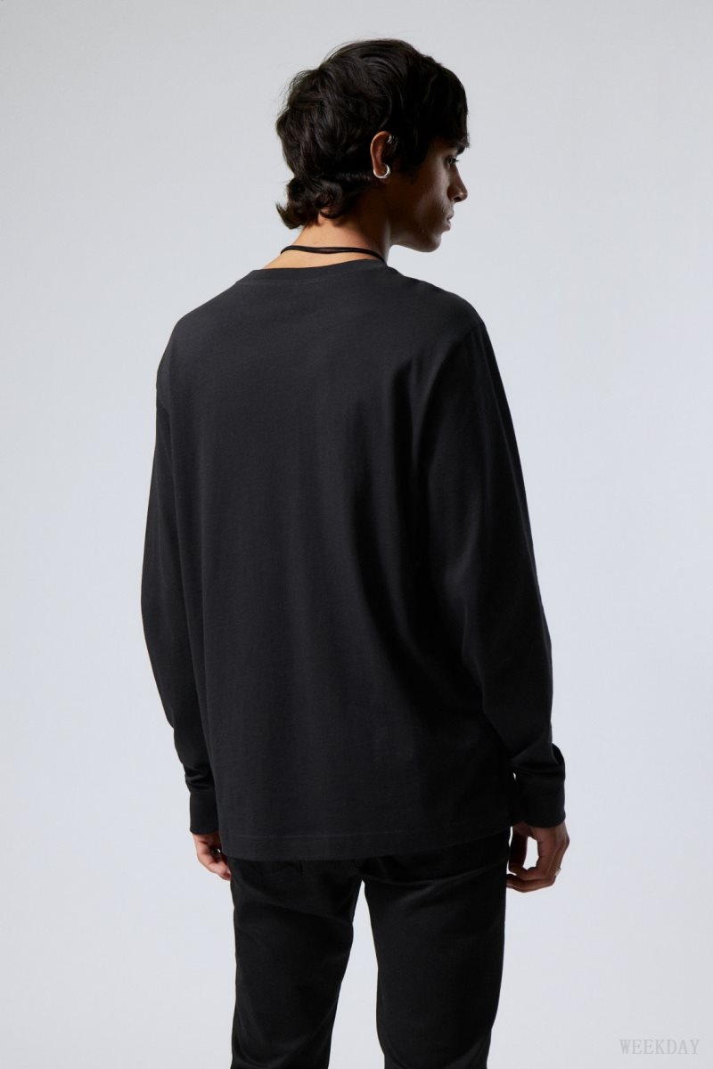 Weekday Relaxed Midweight Long Sleeve Black | EDQR5468