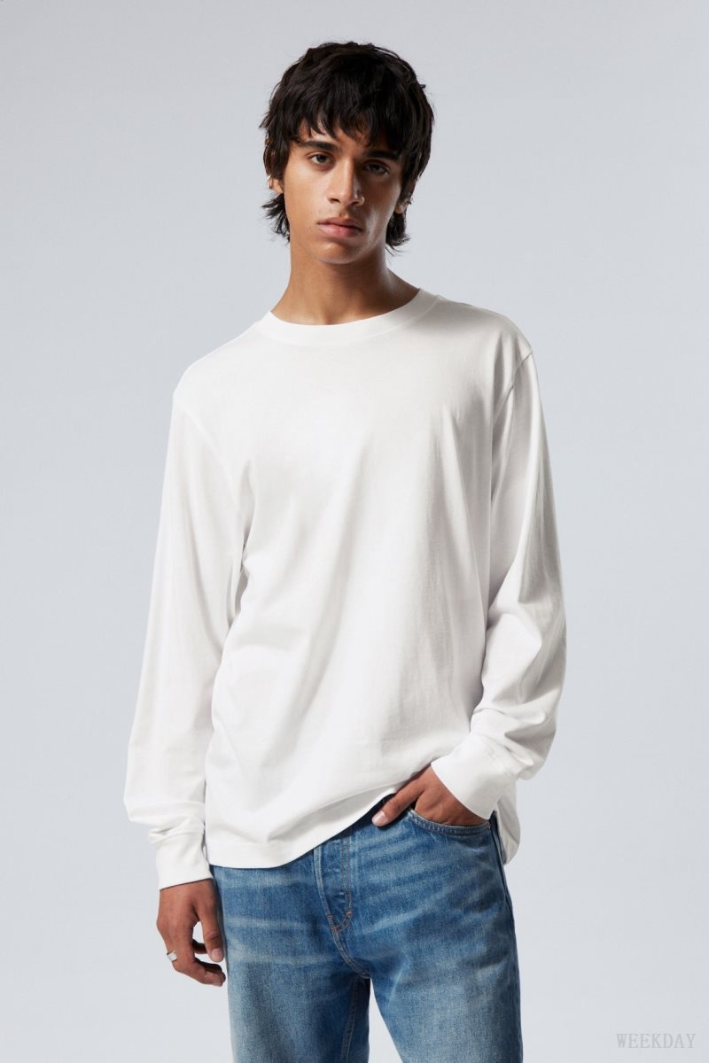 Weekday Relaxed Midweight Long Sleeve White | OUPN3517