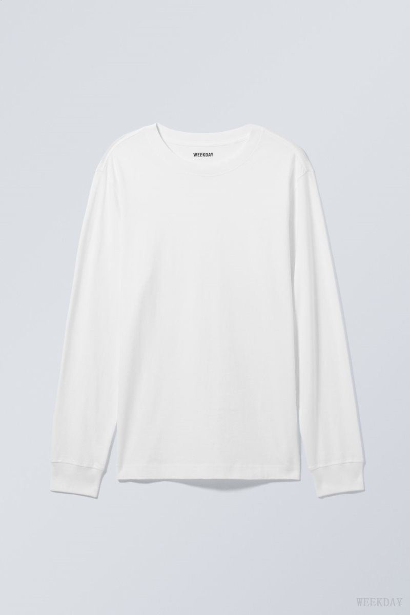 Weekday Relaxed Midweight Long Sleeve White | OUPN3517