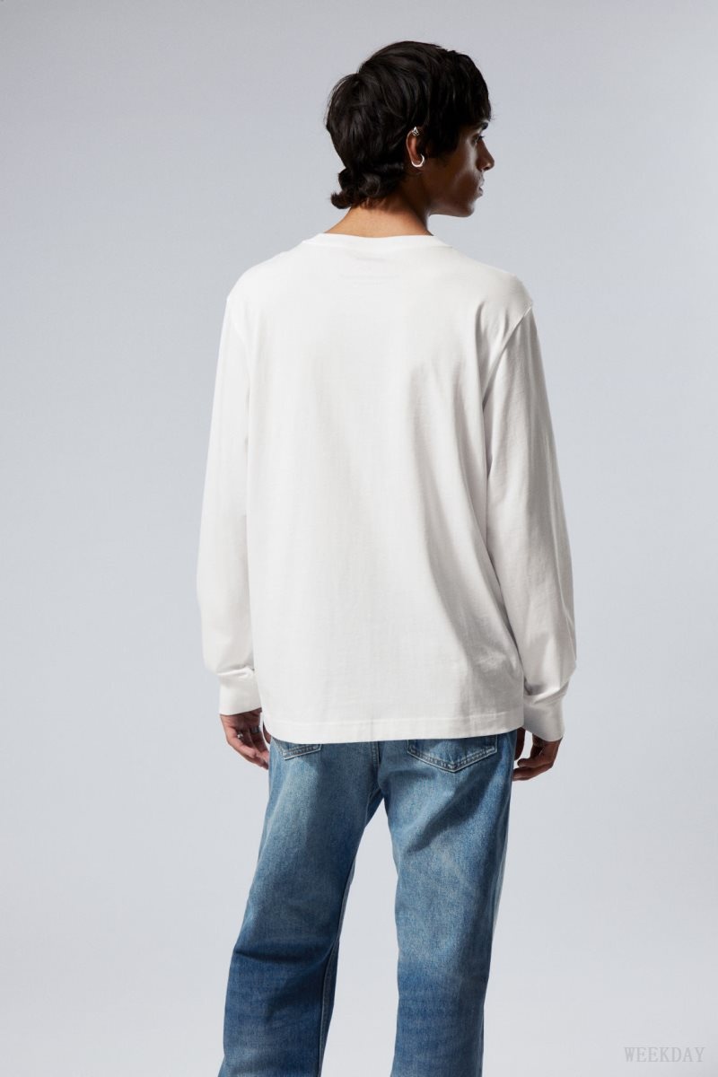 Weekday Relaxed Midweight Long Sleeve White | OUPN3517